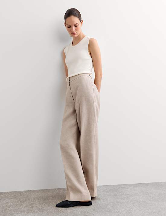 Pure Linen Pleat Front Straight Leg Trousers