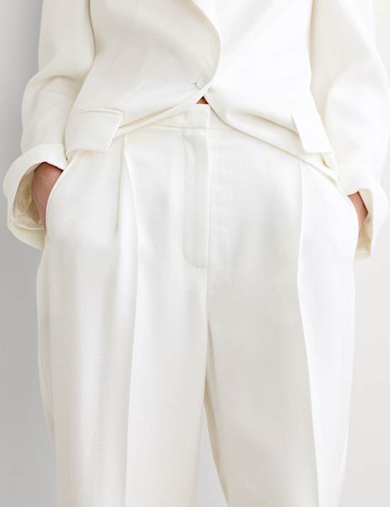 Pleat Front Wide Leg Trousers