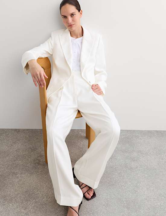 Pleat Front Wide Leg Trousers