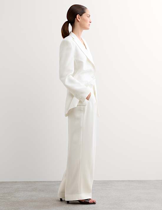 Pleat Front Wide Leg Trousers