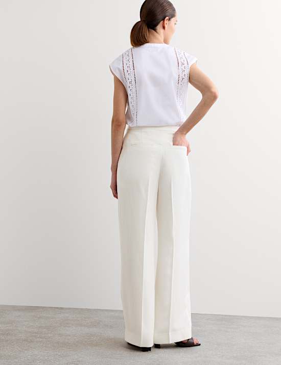 Pleat Front Wide Leg Trousers