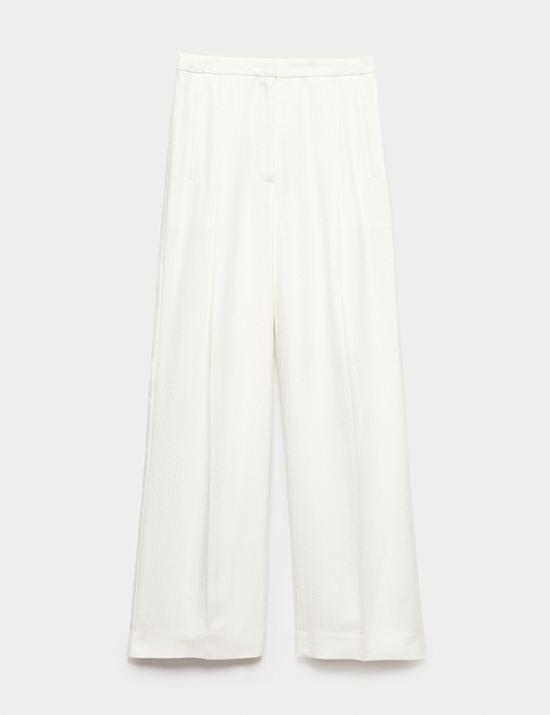 Pleat Front Wide Leg Trousers