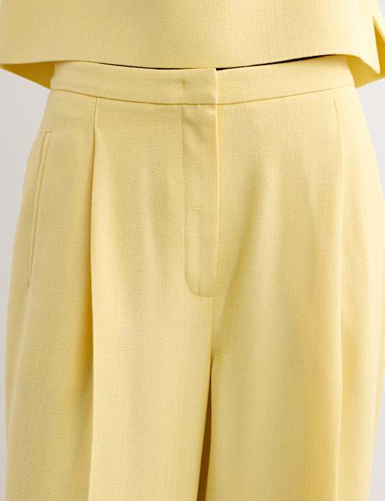 Pleat Front Wide Leg Trousers