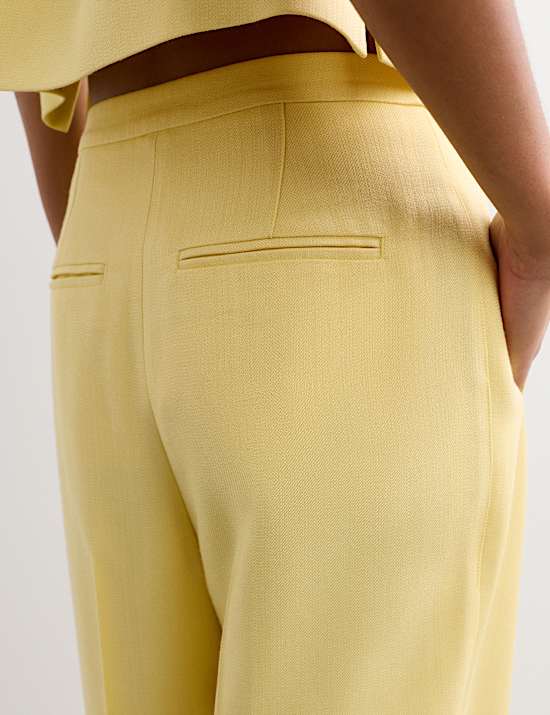 Pleat Front Wide Leg Trousers