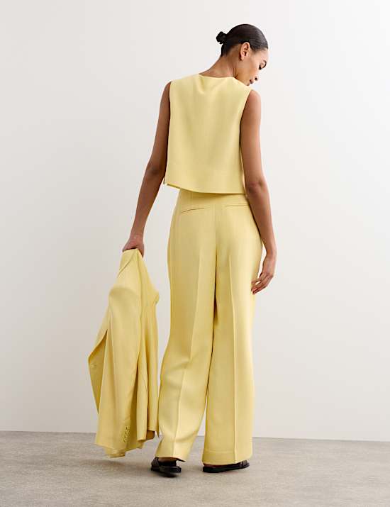 Pleat Front Wide Leg Trousers