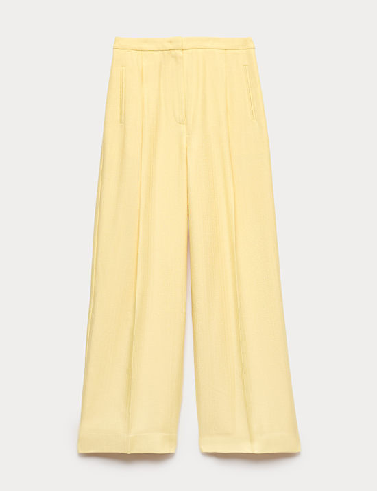 Pleat Front Wide Leg Trousers