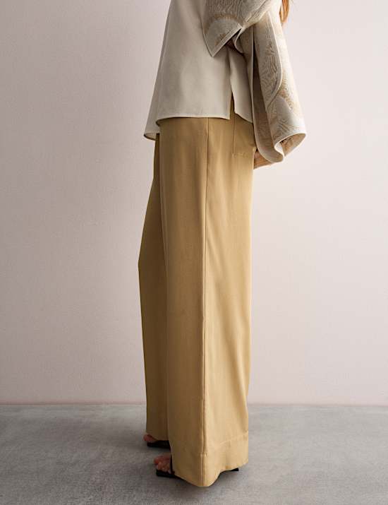 Παντελόνι με φαρδιά μπατζάκια από 100% μετάξι