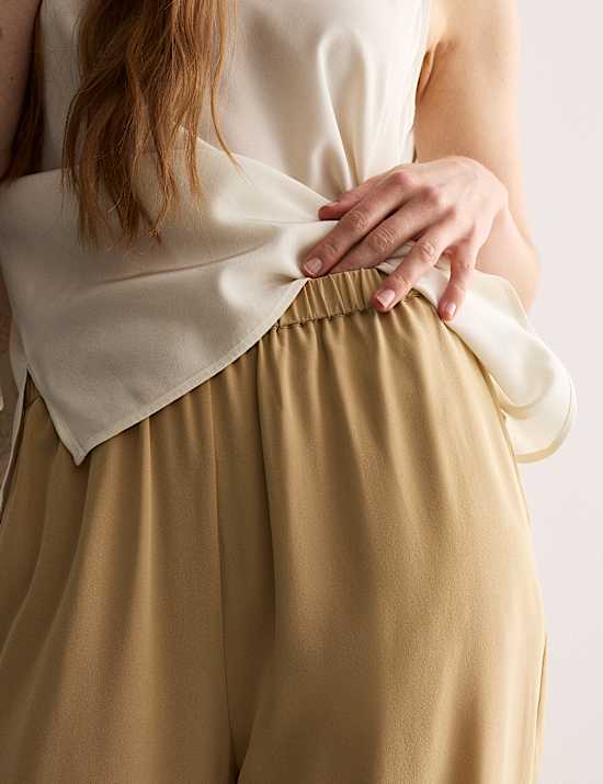 Παντελόνι με φαρδιά μπατζάκια από 100% μετάξι