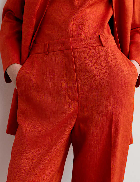 Pantalon coupe fusel&eacute;e en lin avec laine