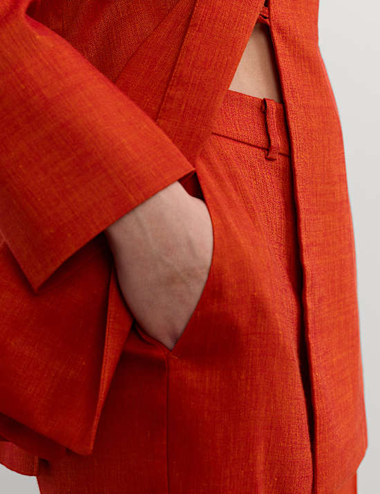 Pantalon coupe fusel&eacute;e en lin avec laine