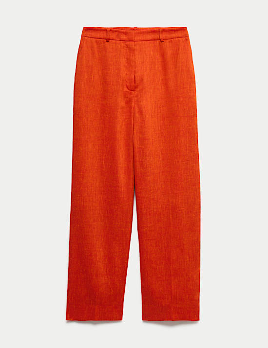 Pantalon coupe fusel&eacute;e en lin avec laine