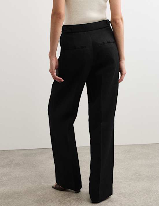 Linen Adjustable Waist Straight Leg Trousers