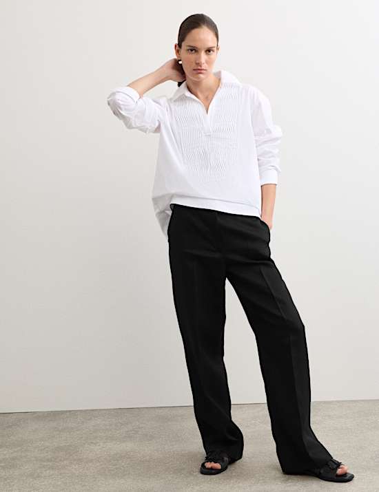 Linen Adjustable Waist Straight Leg Trousers