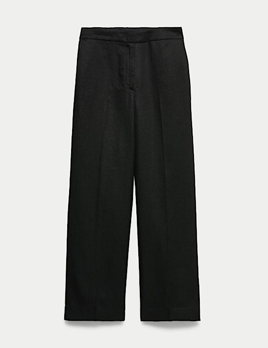 Linen Adjustable Waist Straight Leg Trousers