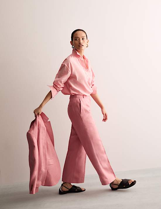 Pure Linen Wide Leg Trousers