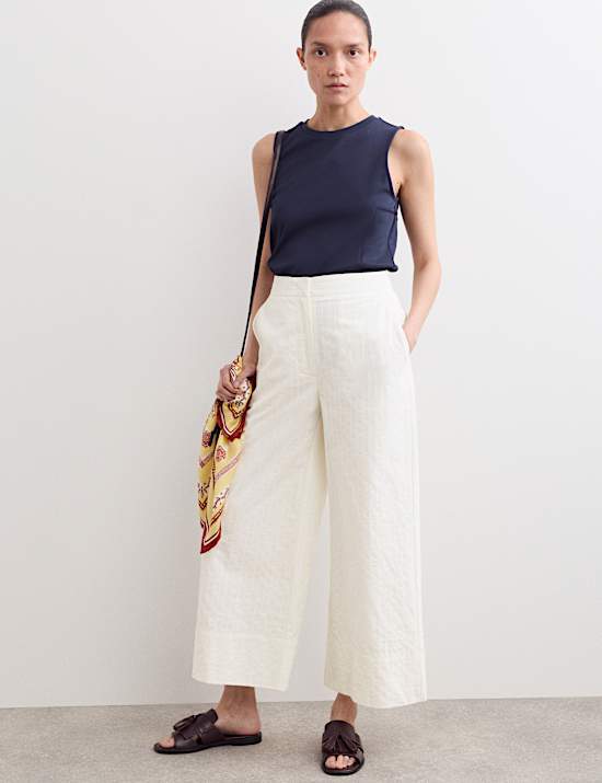 Pantal&oacute;n de pata ancha de sirsaca 100 % algod&oacute;n