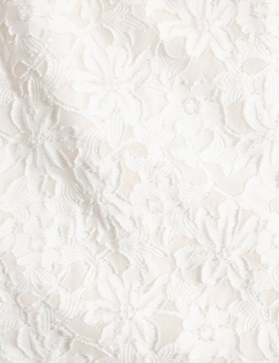 Cotton Rich Organza Jacquard Midi Column Skirt