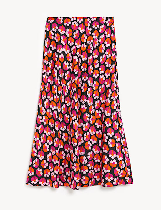 Pure Silk Floral Midi Slip Skirt