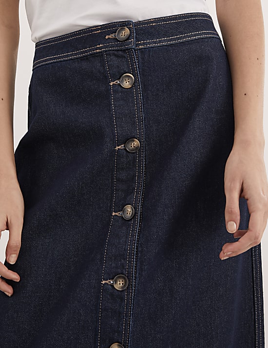 Denim Midi A-Line Skirt