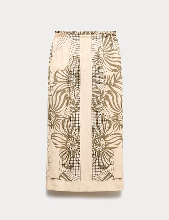Printed Jacquard Midaxi Column Skirt