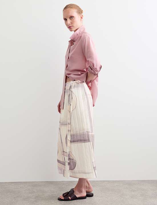 Printed Midi Wrap Skirt