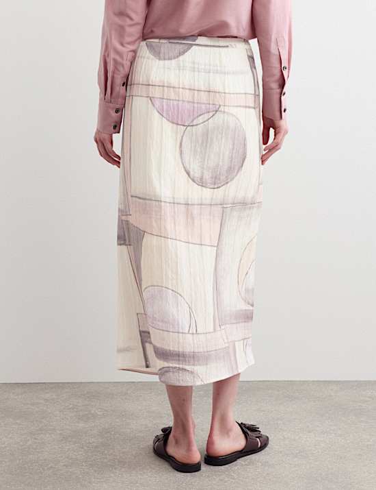 Printed Midi Wrap Skirt