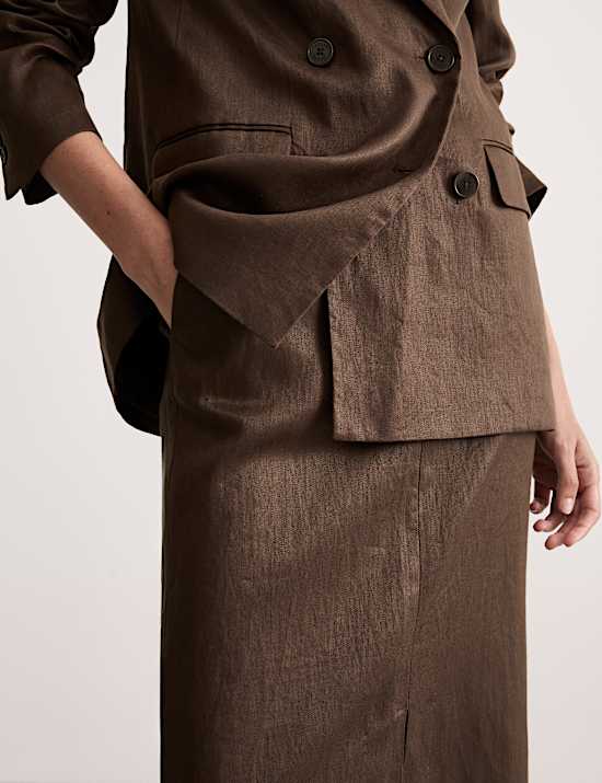 Jupe midi coupe droite 100 % lin