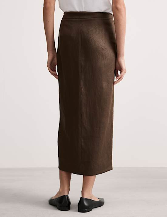 Jupe midi coupe droite 100 % lin