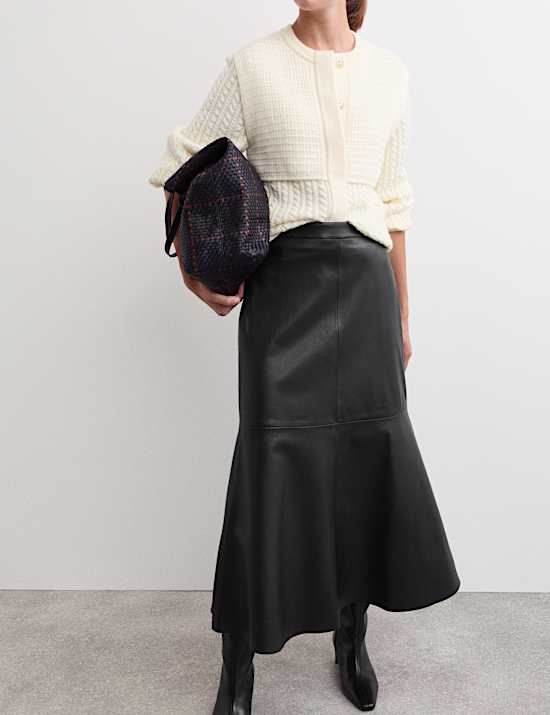 Leather Midaxi A-Line Skirt