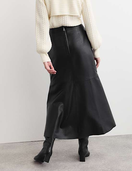 Leather Midaxi A-Line Skirt