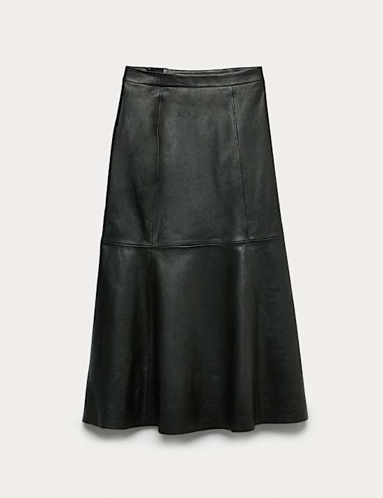 Leather Midaxi A-Line Skirt
