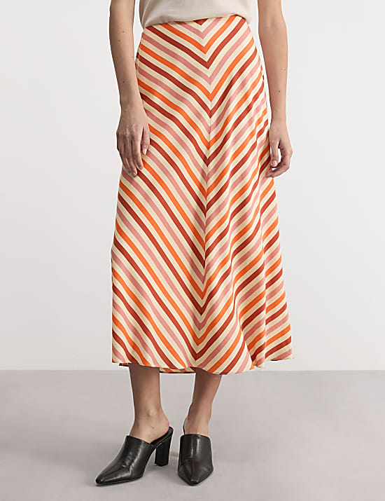 Pure Lyocell&trade; Chevron Midi A-Line Skirt