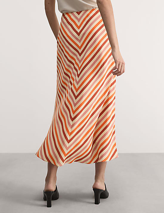 Pure Lyocell&trade; Chevron Midi A-Line Skirt