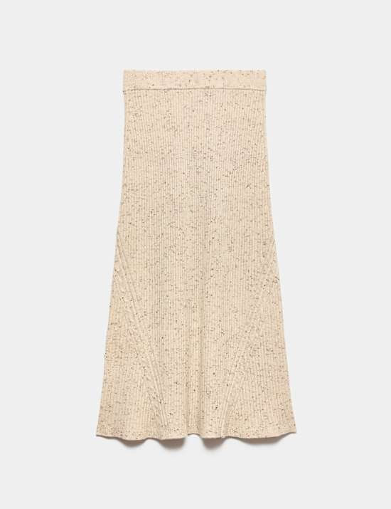 Wool Blend Knitted Midi A-Line Skirt