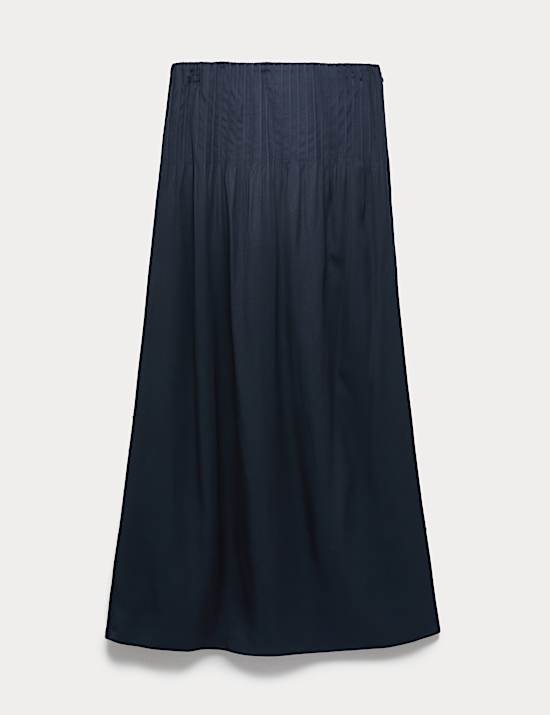 Jupe midi en serg&eacute; de cavalerie nervur&eacute; &agrave; taille &eacute;lastiqu&eacute;e