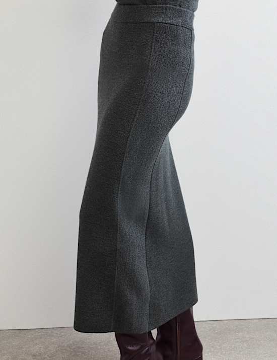 Pure Merino Wool Knitted Column Skirt