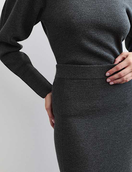 Pure Merino Wool Knitted Column Skirt
