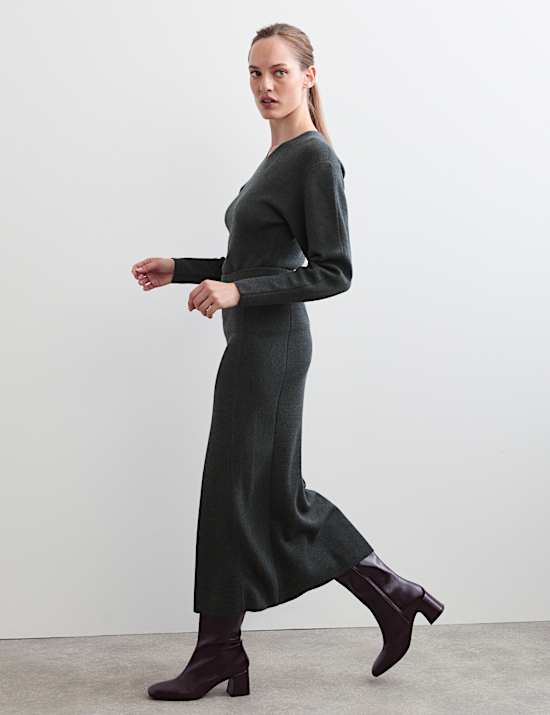 Pure Merino Wool Knitted Column Skirt