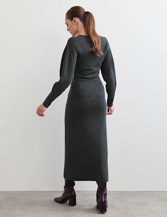 Pure Merino Wool Knitted Column Skirt