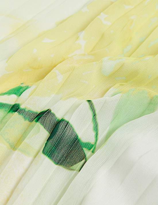 Floral Pleated Midi Skirt