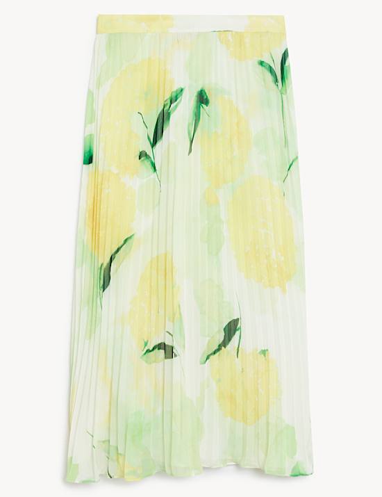 Floral Pleated Midi Skirt