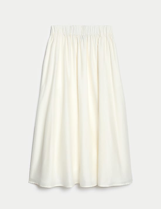 Linen Rich Midi A-Line Skirt