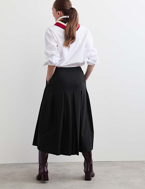 Jupe-culotte pliss&eacute;e coupe large avec laine