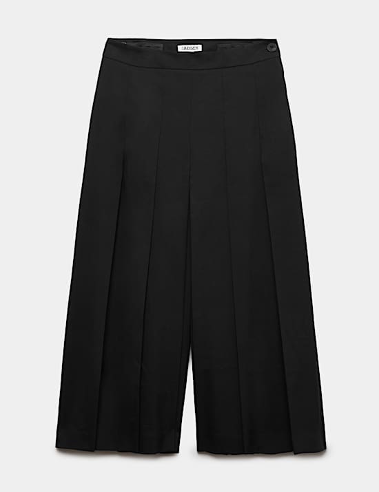 Jupe-culotte pliss&eacute;e coupe large avec laine