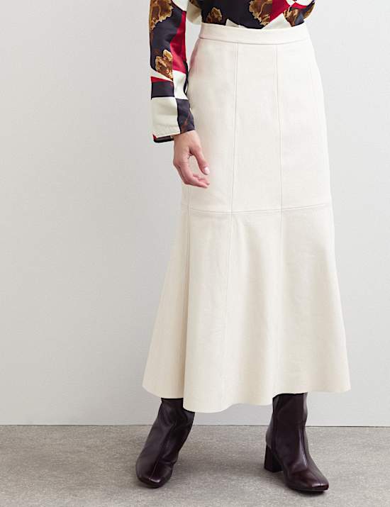 Leather Midi A-Line Skirt