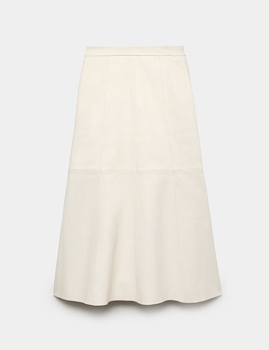 Leather Midi A-Line Skirt