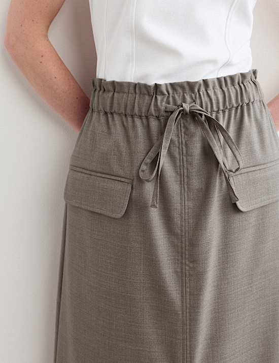 Wool Rich Midi Utility Skirt
