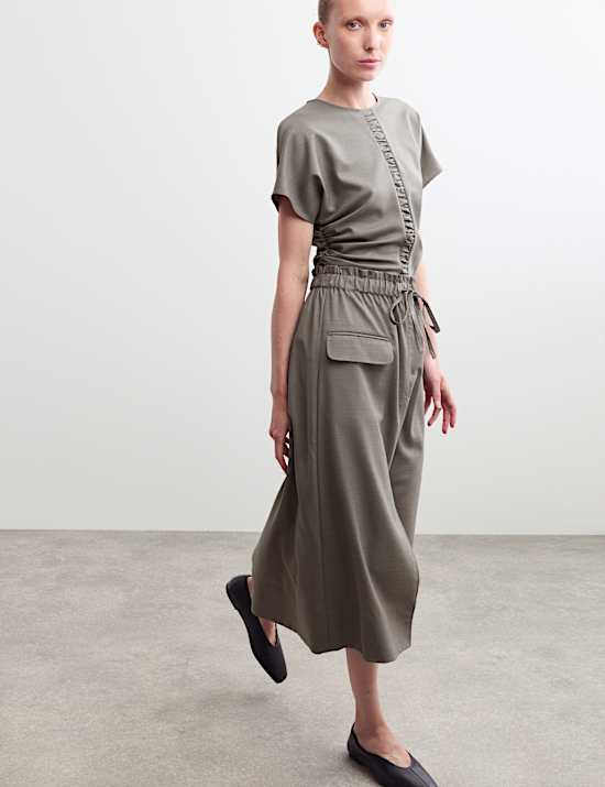 Wool Rich Midi Utility Skirt