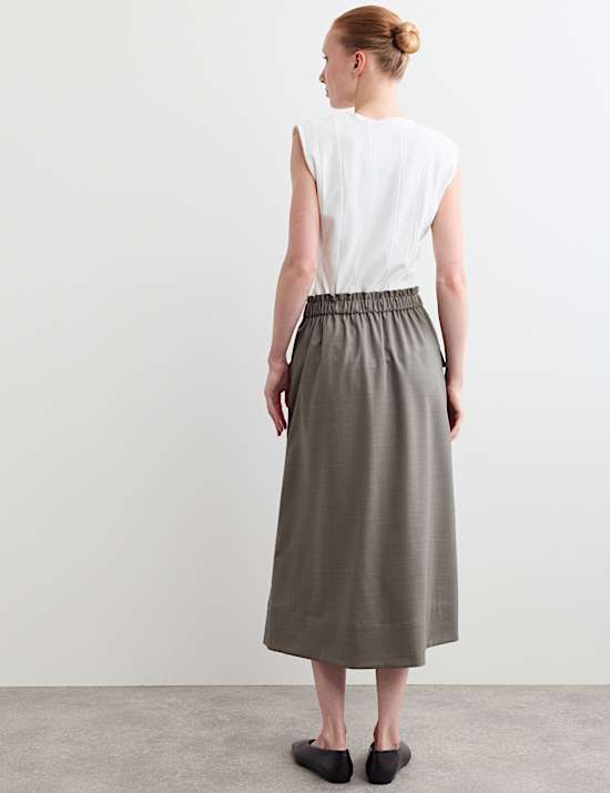 Wool Rich Midi Utility Skirt