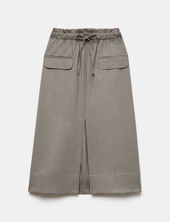 Wool Rich Midi Utility Skirt